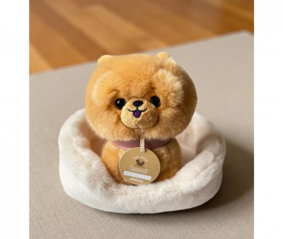 Cane in Peluche Les Minis Kanaï Loki con Collare e Cestino in Ecopelle