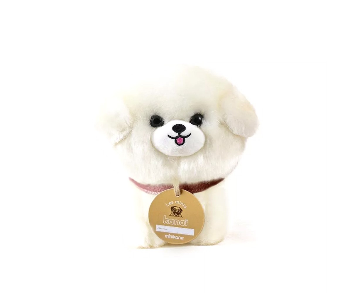 Les Minis Cão de Peluche Tama com Coleira e Cestinho de Pele Sintética