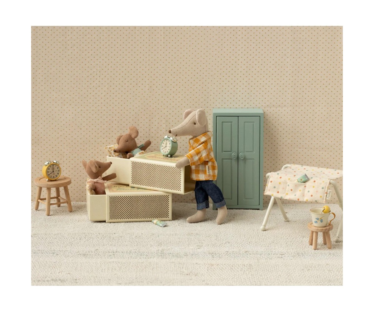 Mouse Beb? Dormido/Desperto na Caixa de F?sforos Azul Flowers