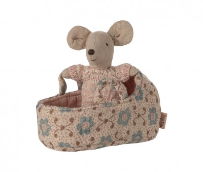 Topino Bebè Mouse nella Cesta Rosa