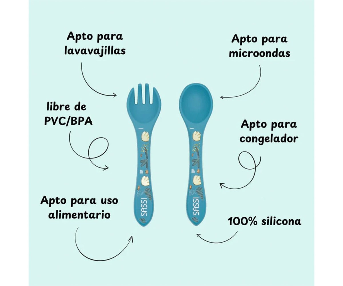 Set de Cuchara y Tenedor de Silicona Elefante