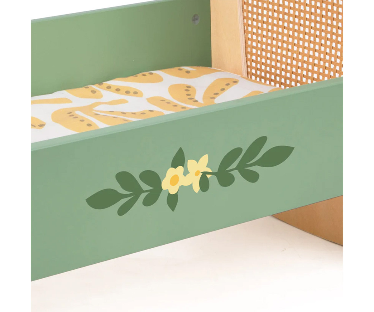 Berço Rocker Verde Vintage para bonecas