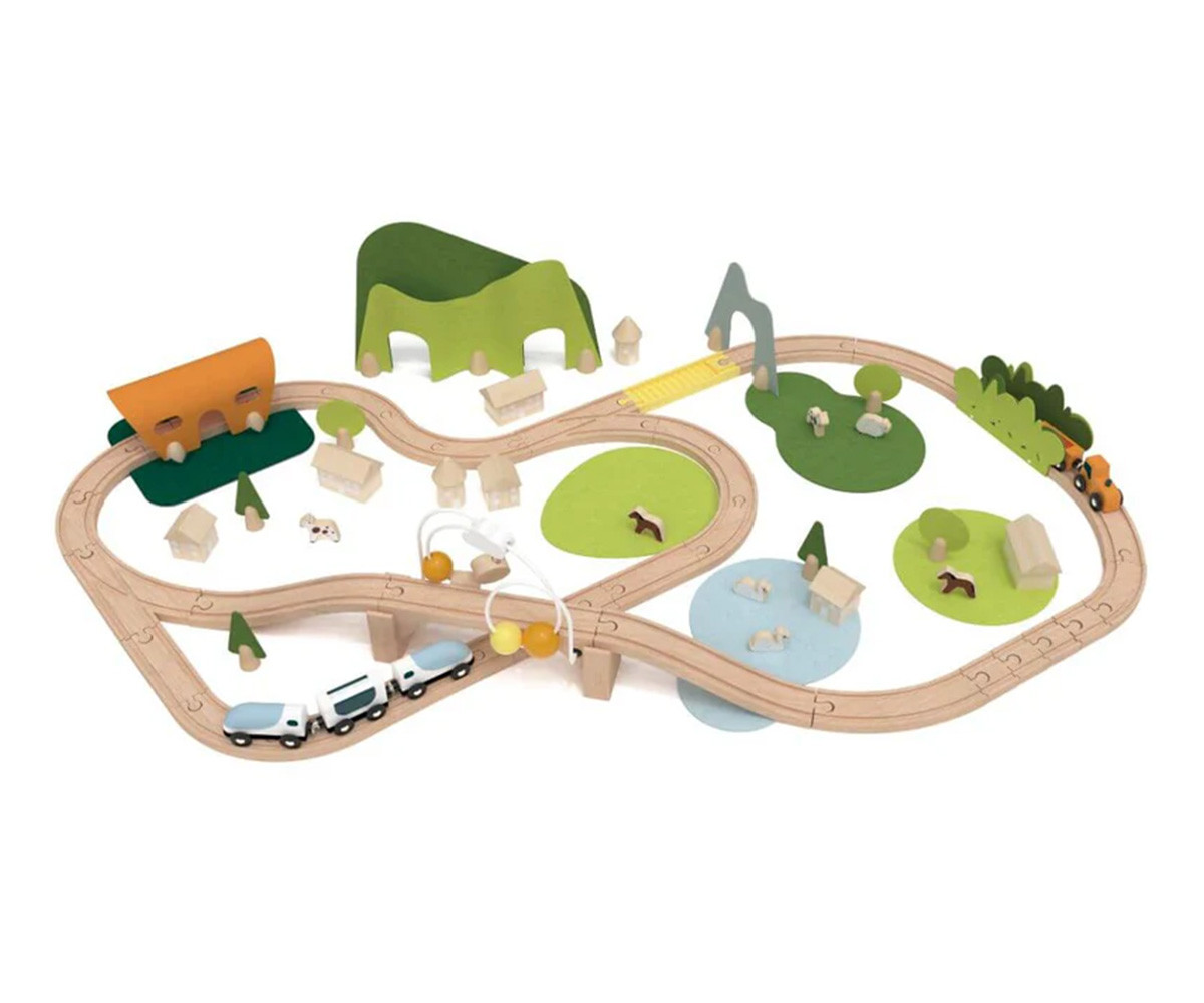 Conjunto de Trenes de Madera Naturaleza
