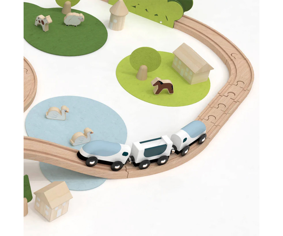 Conjunto de Trenes de Madera Naturaleza