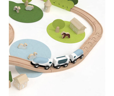 Conjunto de Trenes de Madera Naturaleza