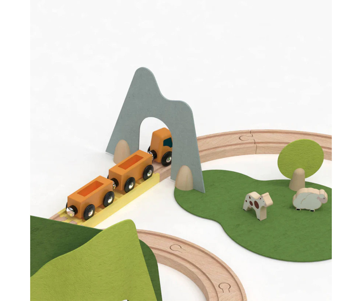 Conjunto de Trenes de Madera Naturaleza