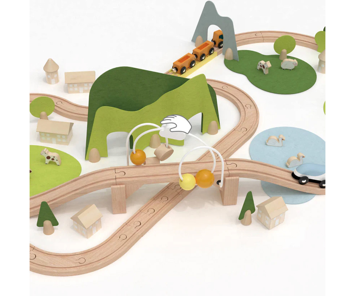 Conjunto de Trenes de Madera Naturaleza