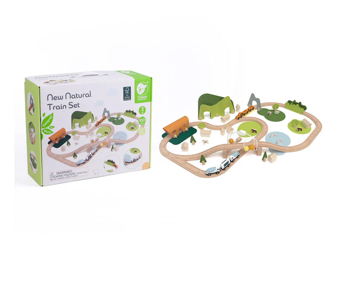 Conjunto de Trenes de Madera Naturaleza