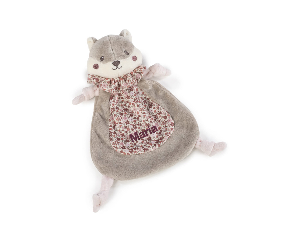 Doudou Ardilla Cherry Flores Personalizable
