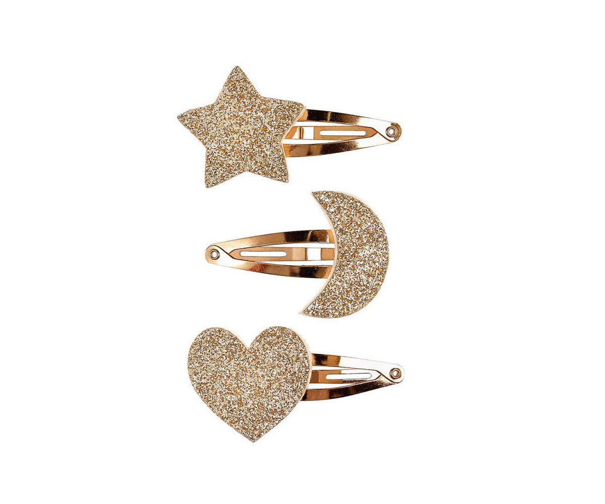 3 Clips de Pelo Penélope Estrella, Luna y Corazón