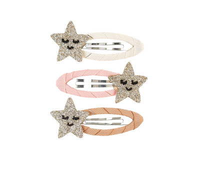 3 Clip de Pelo con Cinta y Estrellas Doradas Dagmar