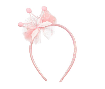 Diadema Infantil Laurana con Corona y Pompones Rosa Caro