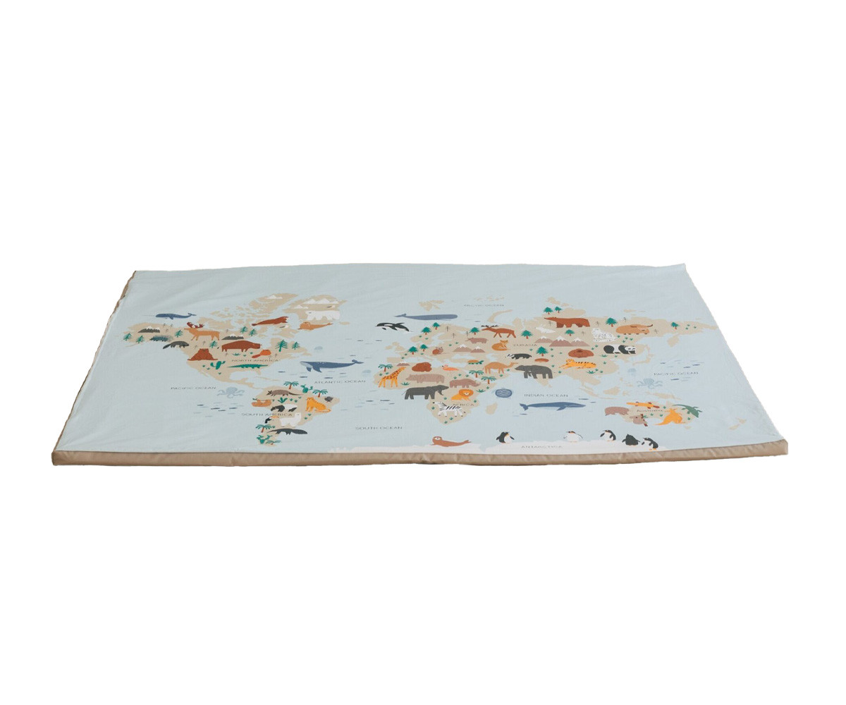 Manta Atividade Gatear  Estampado Mapa Mundi