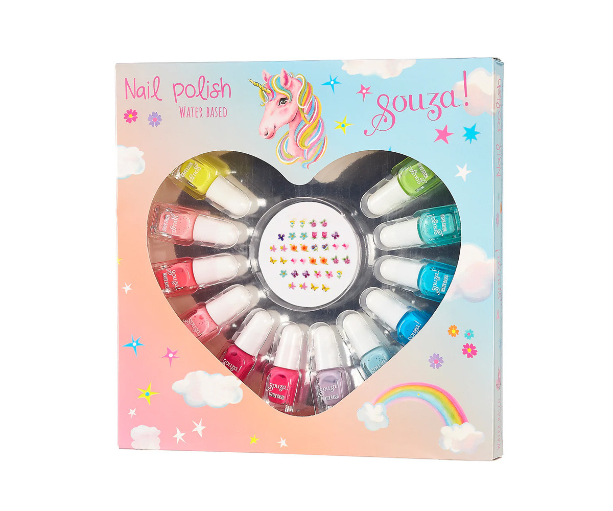 12 Esmaltes de Uñas con Pegatinas Unicornio
