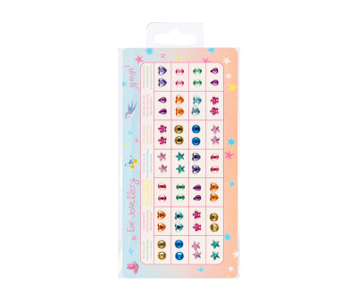 28 Pares de Pendientes Adhesivos con Cristales 3D