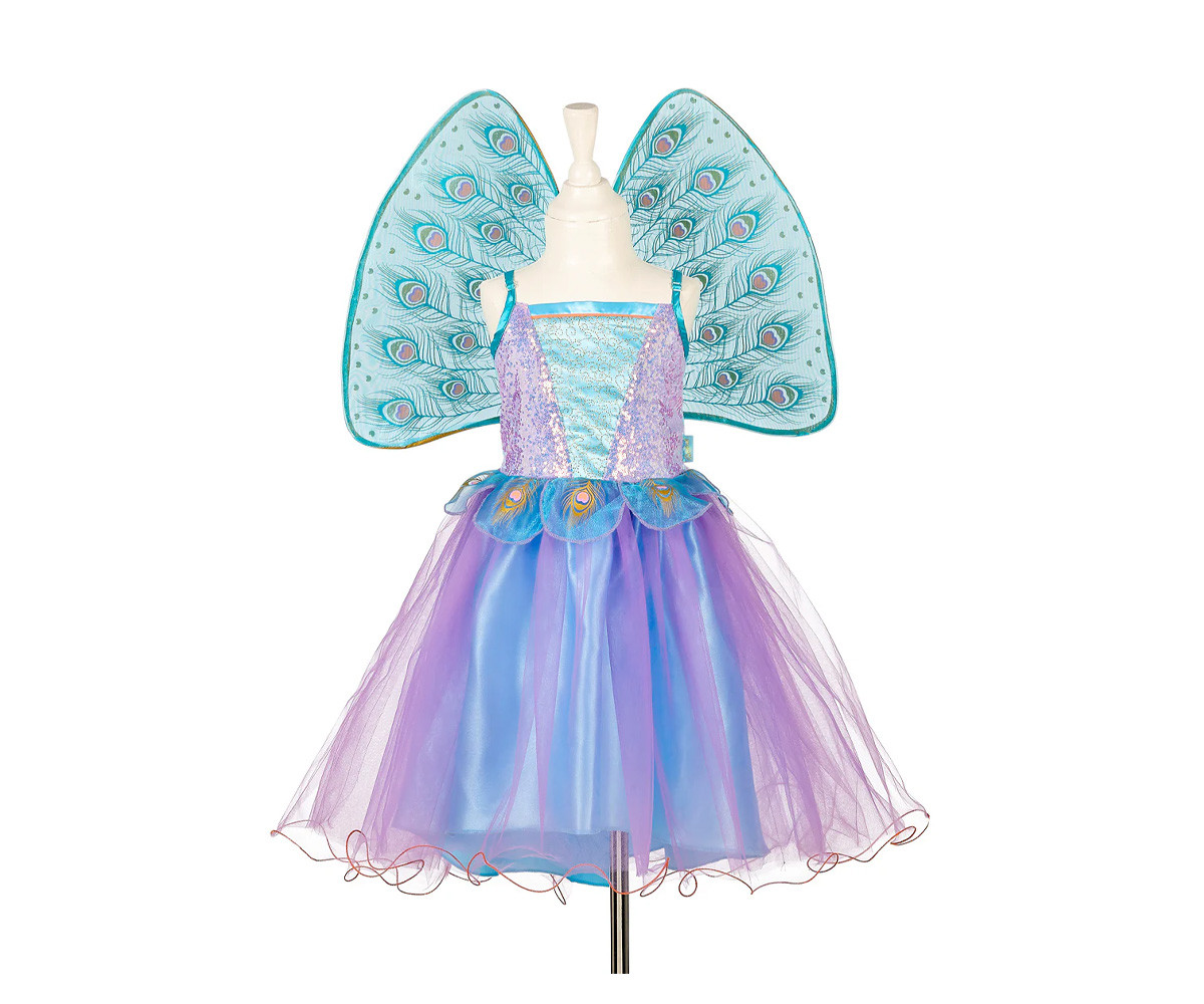 Disfraz Hada Tamara con Alas de Plumas de Pavo Real 3-4 años