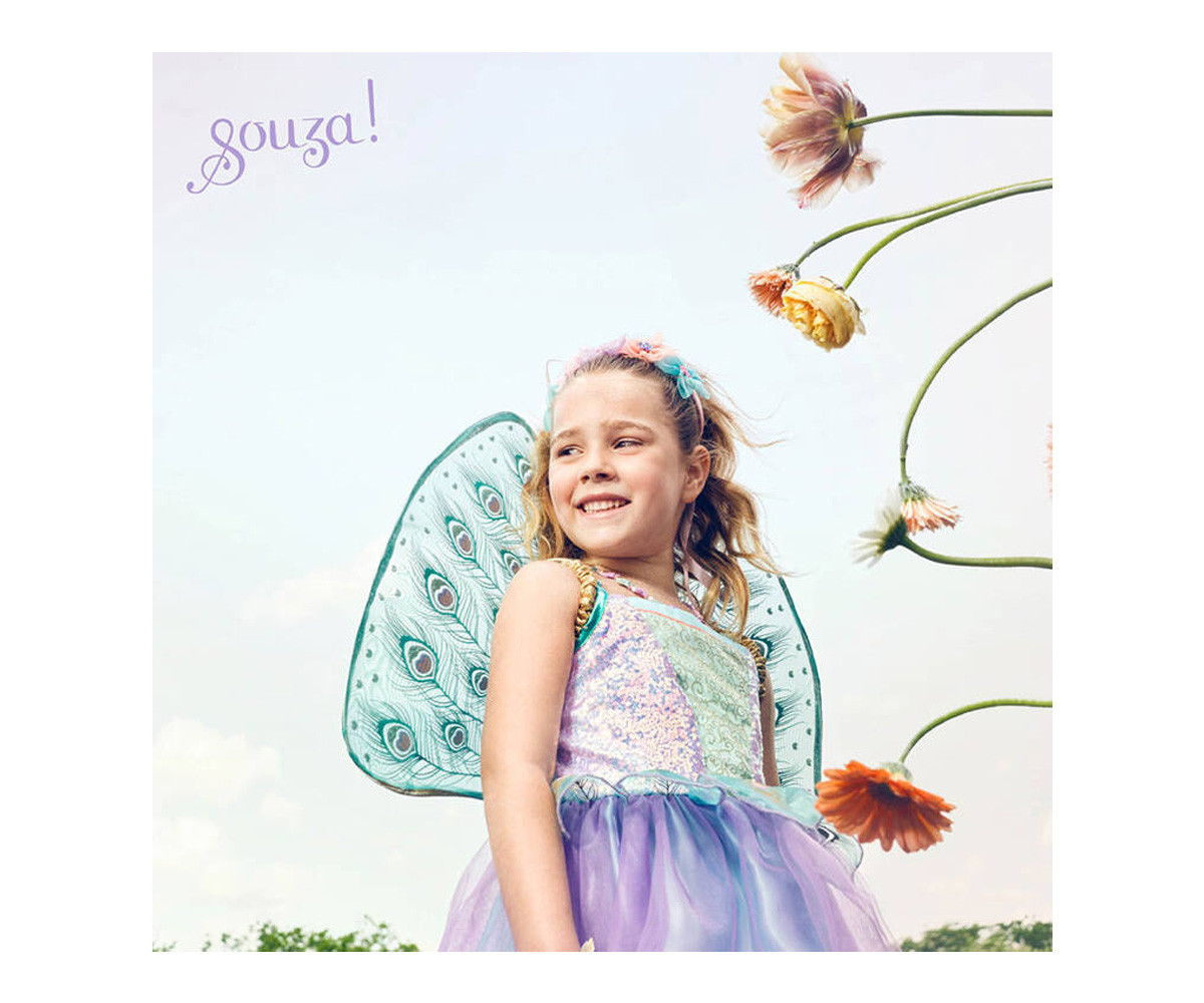 Disfraz Hada Tamara con Alas de Plumas de Pavo Real 3-4 años