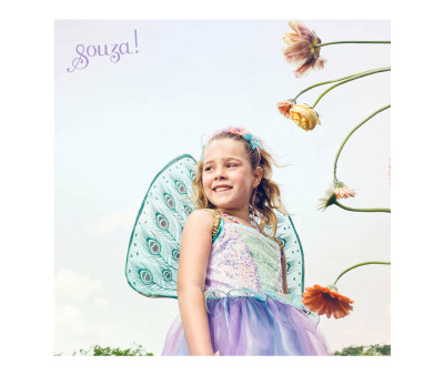 Disfraz Hada Tamara con Alas de Plumas de Pavo Real 3-4 años