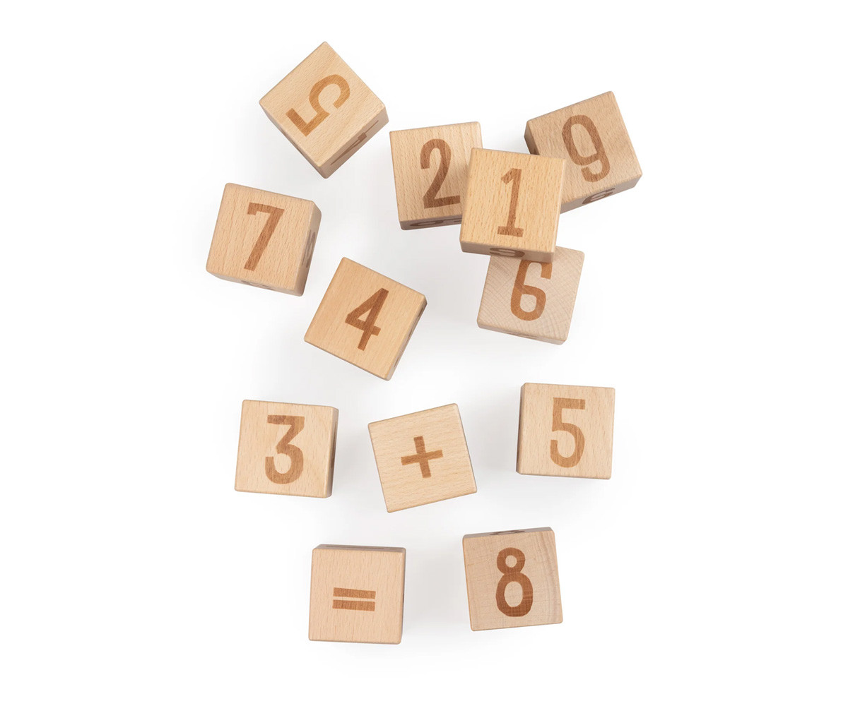 12 Cubi in Legno Numeri Wooden