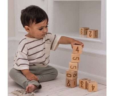12 Cubi in Legno Numeri Wooden