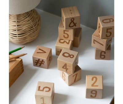 12 Cubi in Legno Numeri Wooden