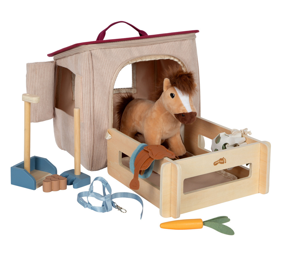 Establo y Caballo con Bolsa de Transporte y Set de Cuidados
