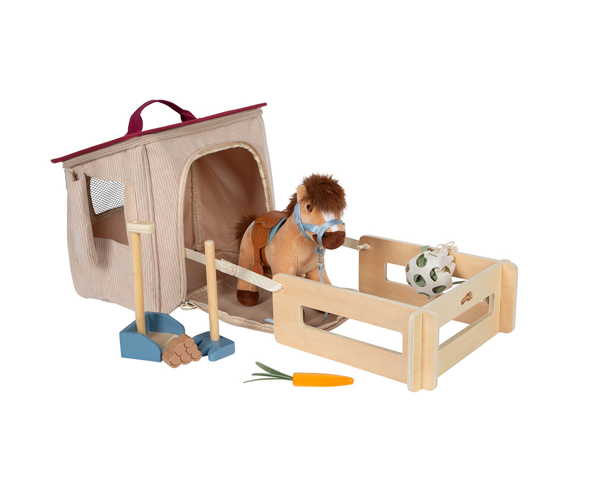 Establo y Caballo con Bolsa de Transporte y Set de Cuidados