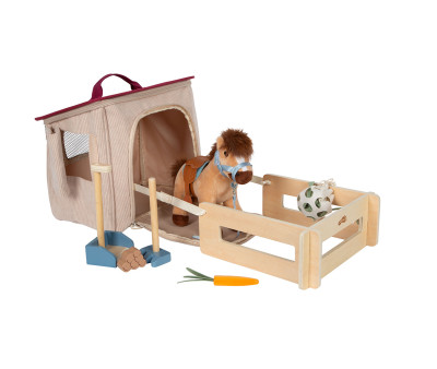 Establo y Caballo con Bolsa de Transporte y Set de Cuidados