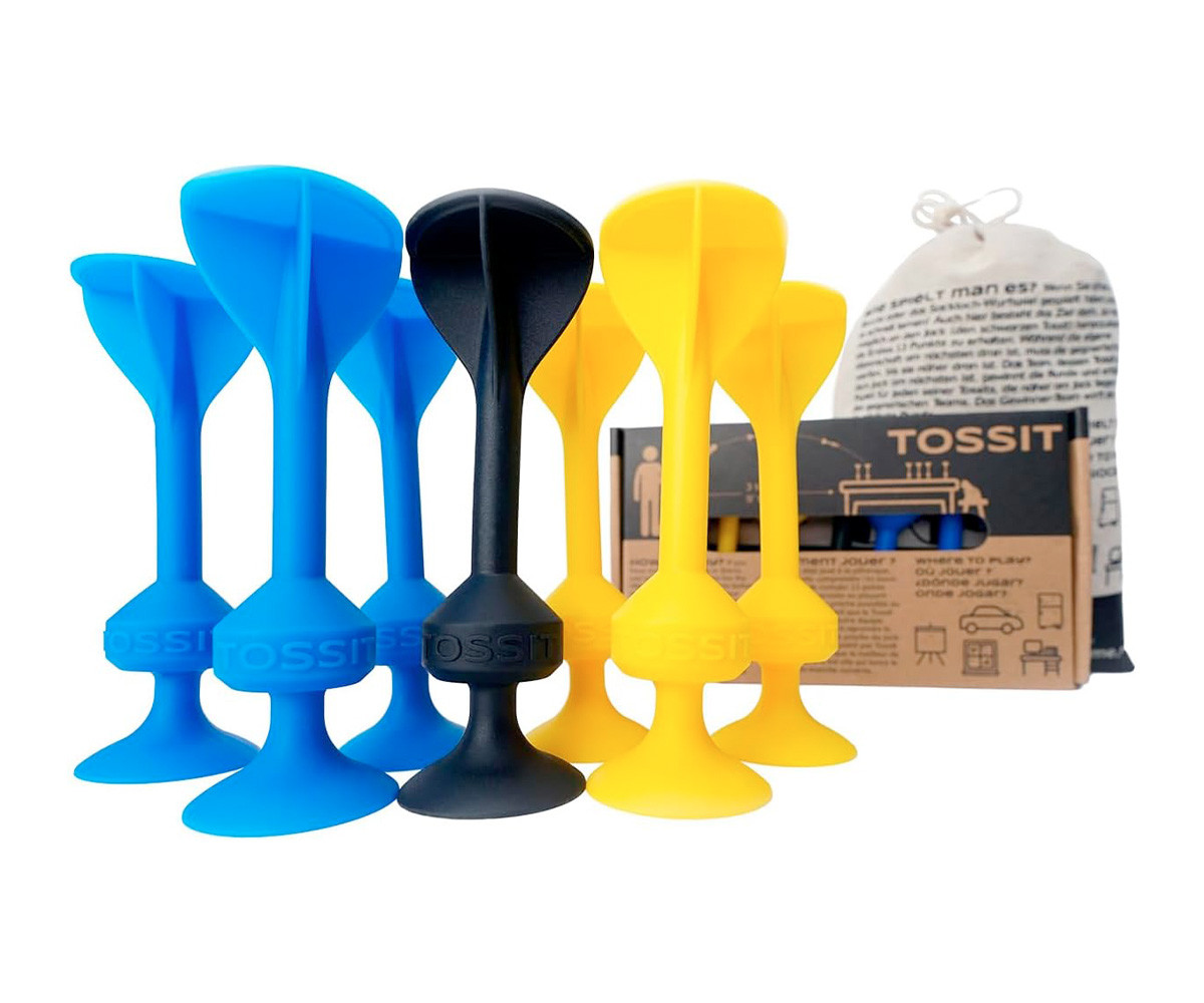 Set Starter de 7 Dardos de Silicona con Ventosa Amarillo + Azul