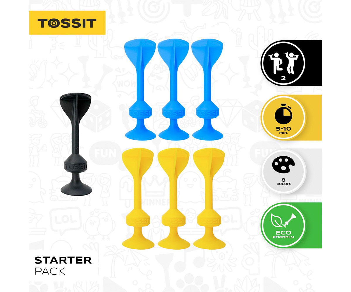 Set Starter de 7 Dardos de Silicona con Ventosa Amarillo + Azul