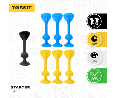 Set Starter de 7 Dardos de Silicona con Ventosa Amarillo + Azul