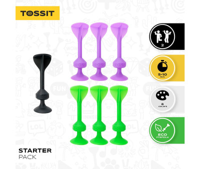 Set Starter de 7 Dardos de Silicona con Ventosa Verde + Morado