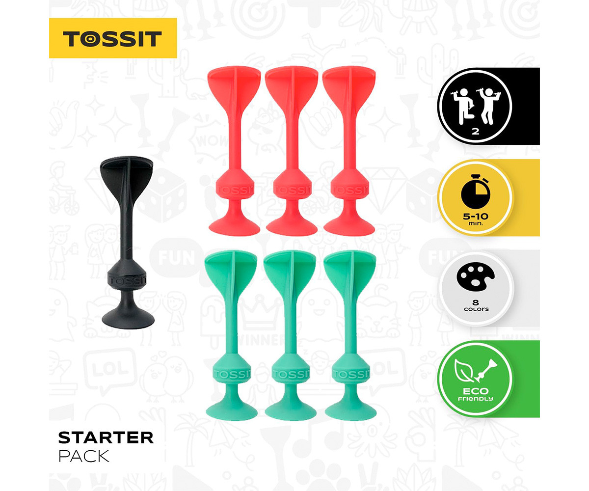 Set Starter de 7 Dardos de Silicona con Ventosa Rojo + Cyan