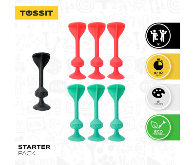 Set Starter de 7 Dardos de Silicona con Ventosa Rojo + Cyan