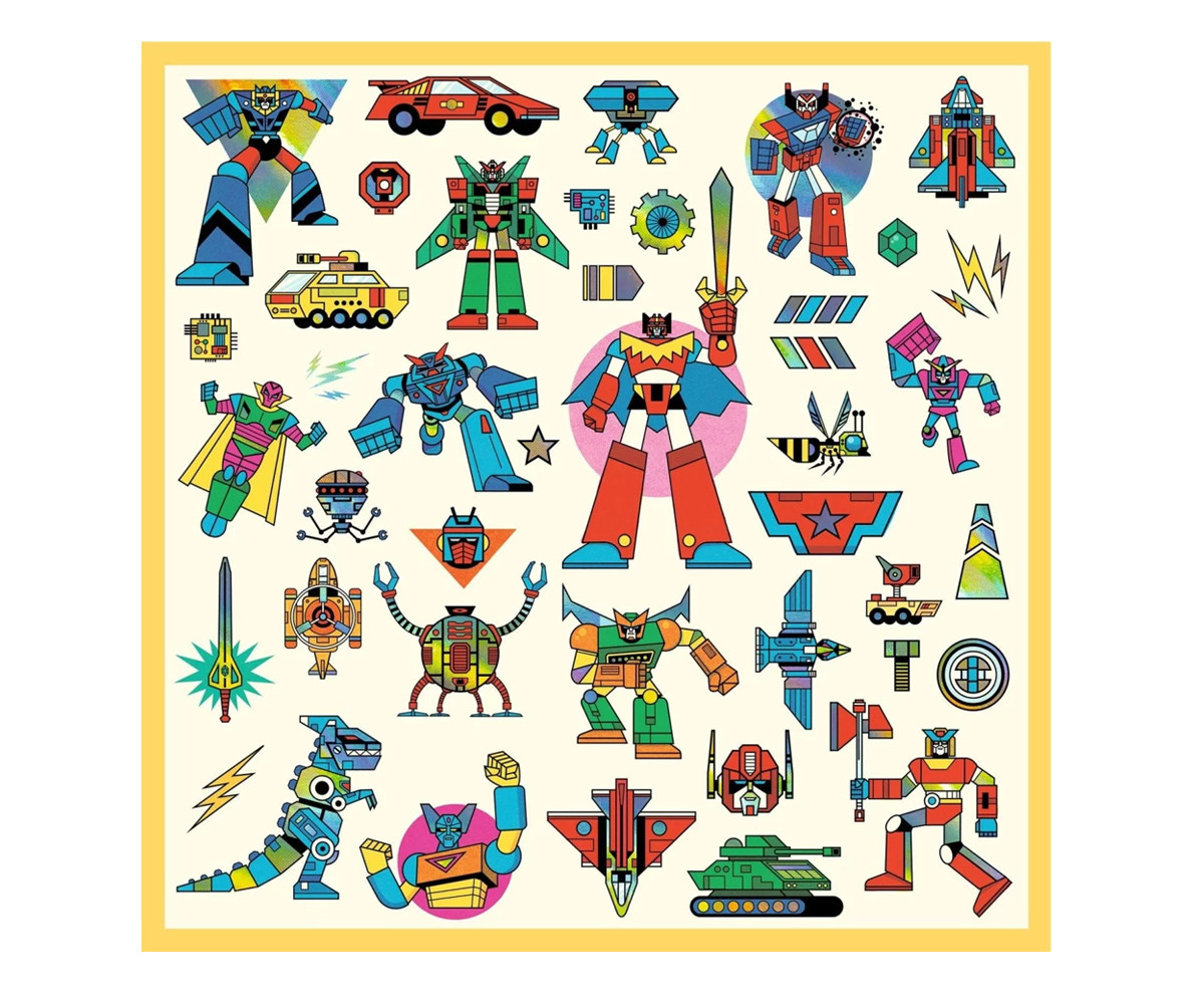 160 Pegatinas Metalizadas Robots