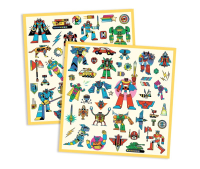 160 Pegatinas Metalizadas Robots