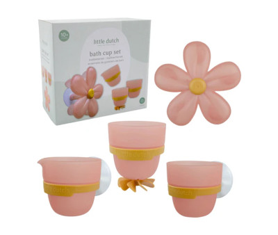 Juego de Baño Tazas y Flor Rosa