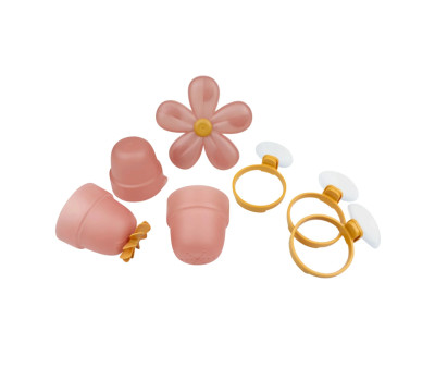 Juego de Baño Tazas y Flor Rosa