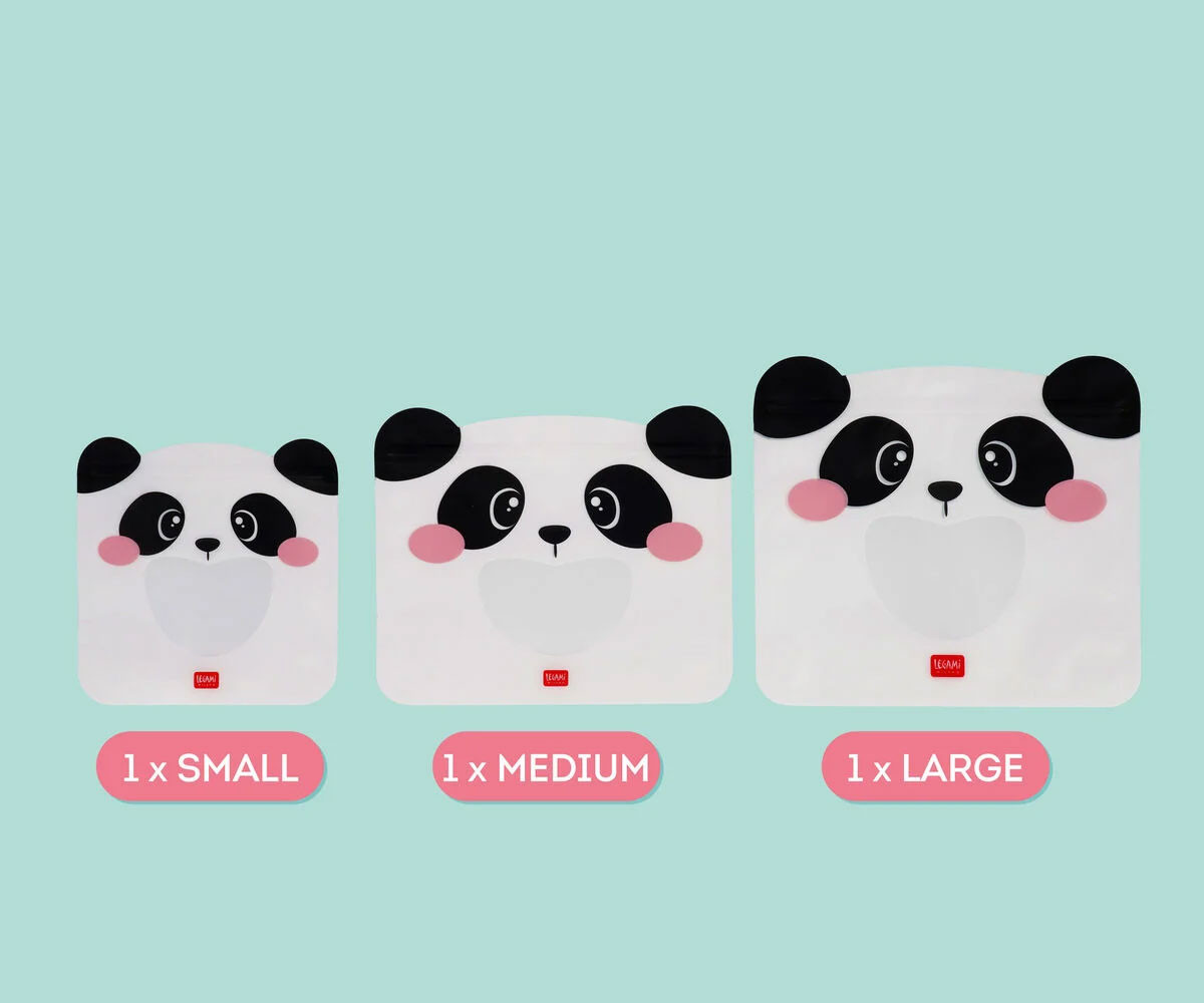 3 Buste Snack Riutilizzabili Panda