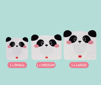 3 Buste Snack Riutilizzabili Panda
