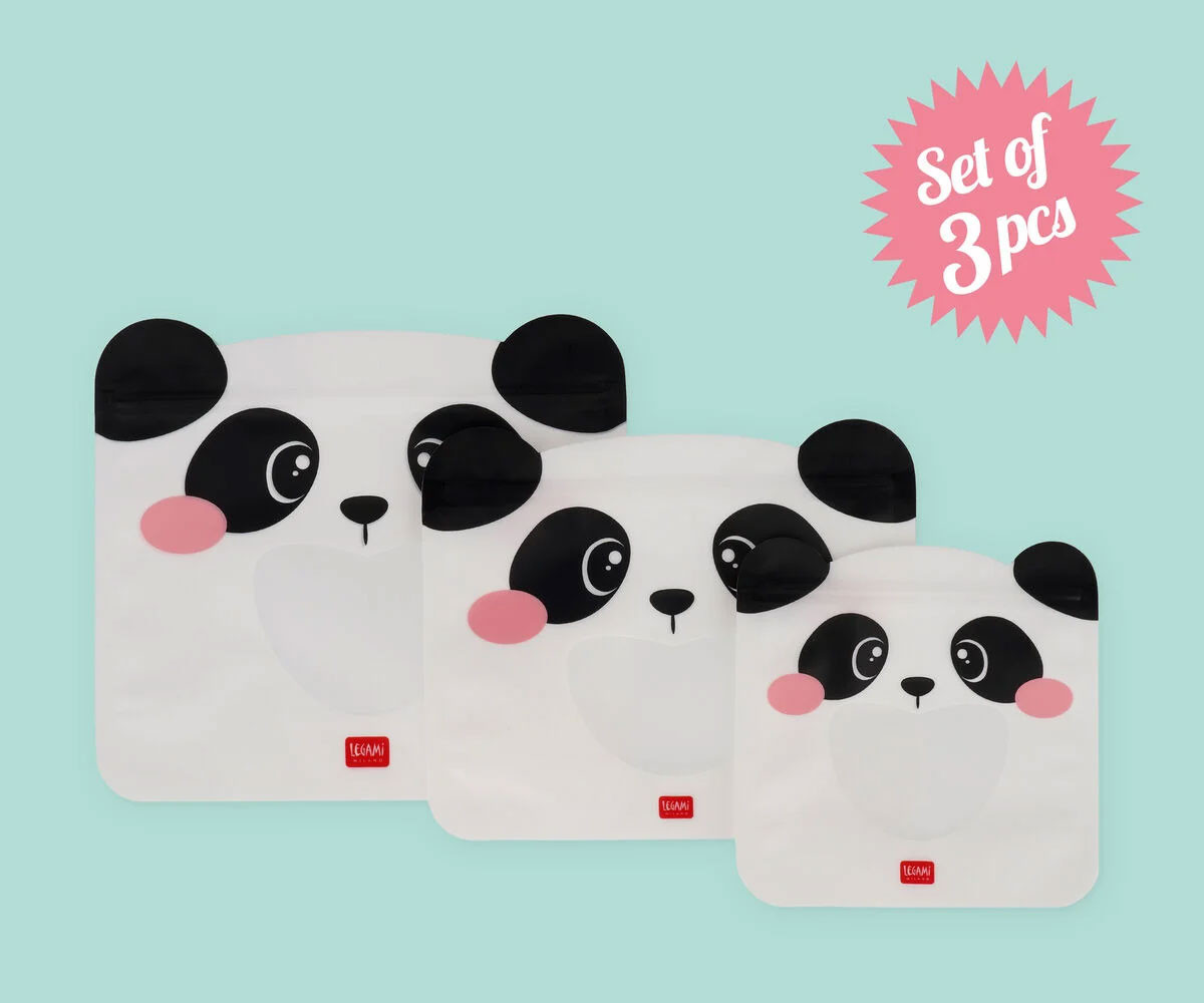 3 Buste Snack Riutilizzabili Panda