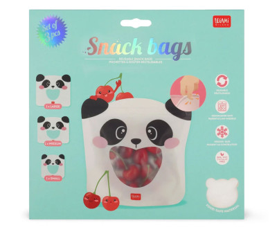 3 Buste Snack Riutilizzabili Panda