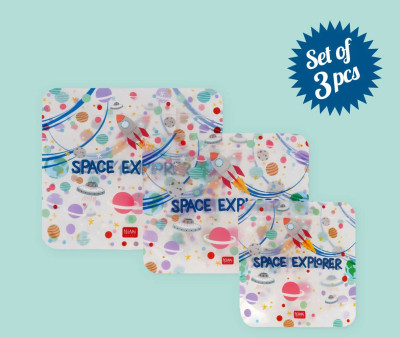 3 Buste Snack Riutilizzabili Space