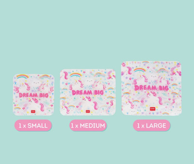 3 Buste Snack Riutilizzabili Unicorn