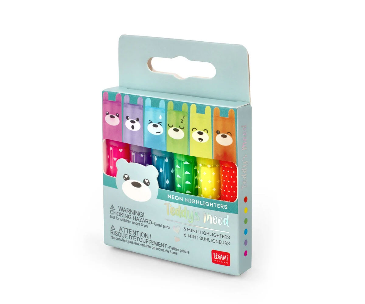 Set de 6 Mini Subrayadores Highighters Teddy Bear