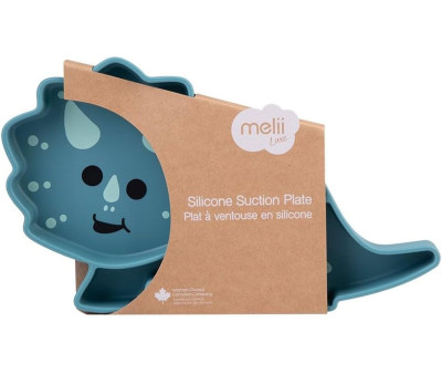 Plato de Silicona con Ventosa Dinosaurio Azul