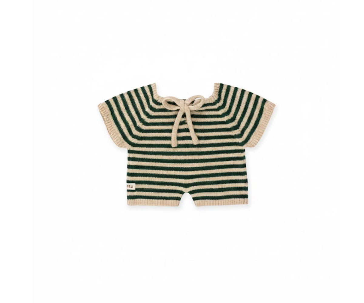 Tutina Baby Gommu Stripes Green-Cream