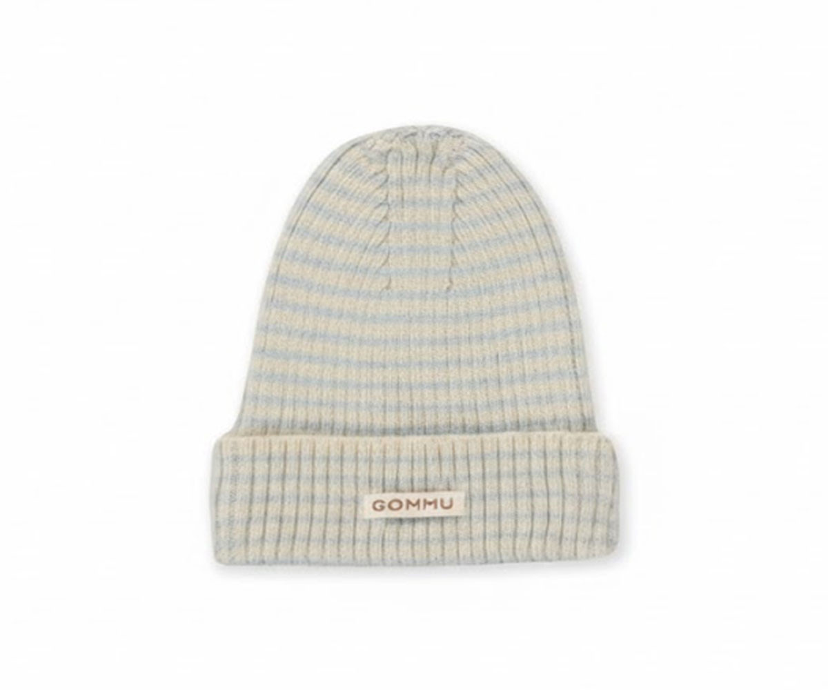 Berretto Baby Gommu Stripes Light Blue-Cream