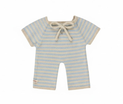 Tutina Lunga Baby Gommu Stripes Blue-Cream