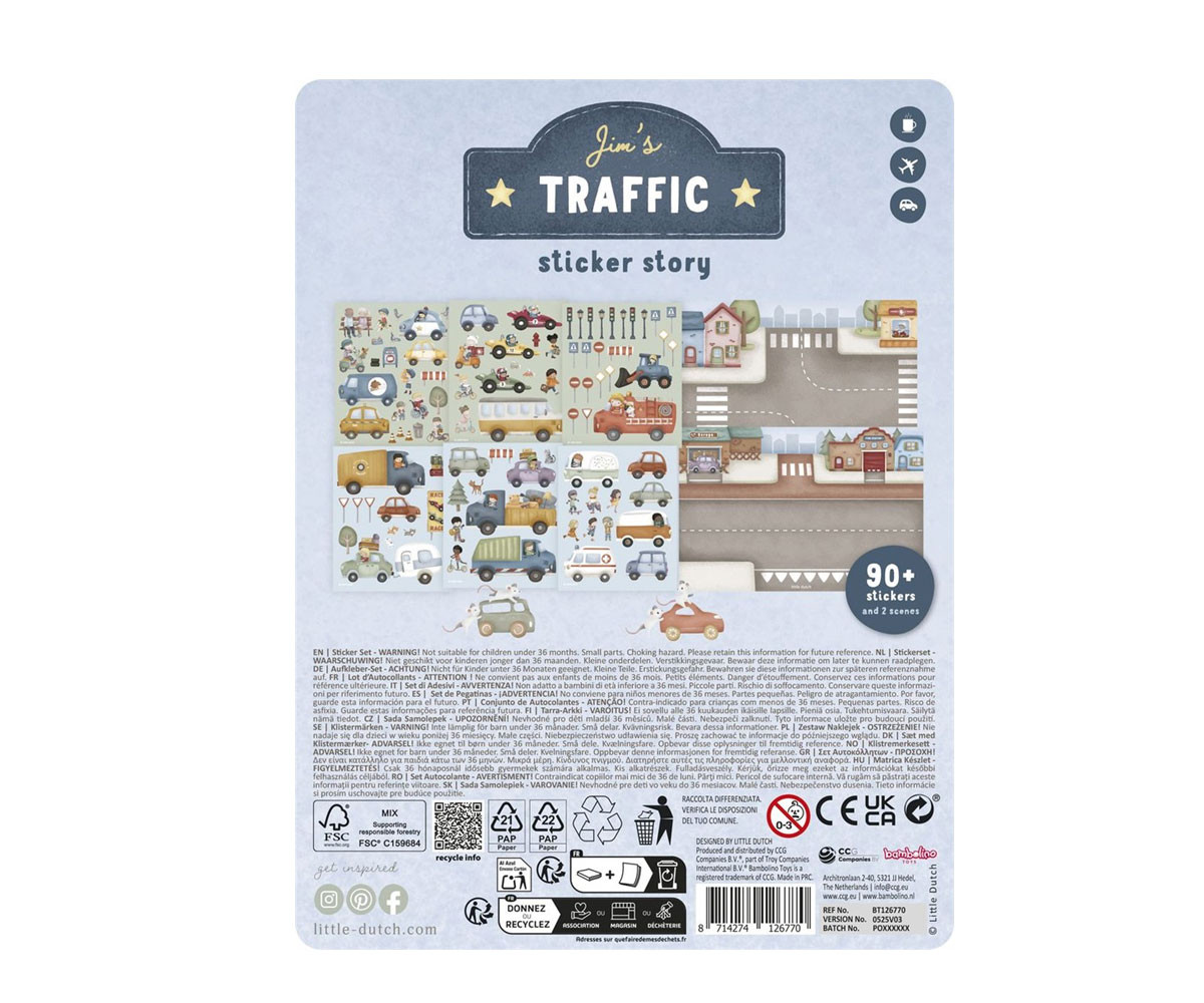 Libro de Pegatinas Reutilizables Jim y Vehículos